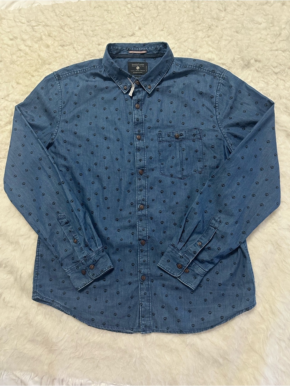 Denim & Flower Men's Indigo Dot-Print Button-Down Shirt
